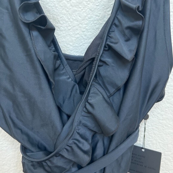 NWT DixPerfect Hermosa Swimsuit Size Large Black Ruffle Wrap Tie One Piece - Picture 6 of 12